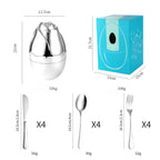 Rose Gold Egg Cutlery Set - 12/24pc Stainless Steel Utensils