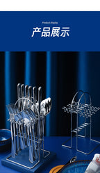 24pcs Stainless Steel Cutlery Set with Holder - Steak Knife Fork Spoon