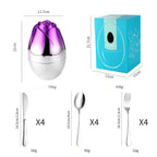 Rose Gold Egg Cutlery Set - 12/24pc Stainless Steel Utensils