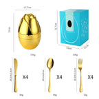 Rose Gold Egg Cutlery Set - 12/24pc Stainless Steel Utensils