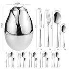 Rose Gold Egg Cutlery Set - 12/24pc Stainless Steel Utensils