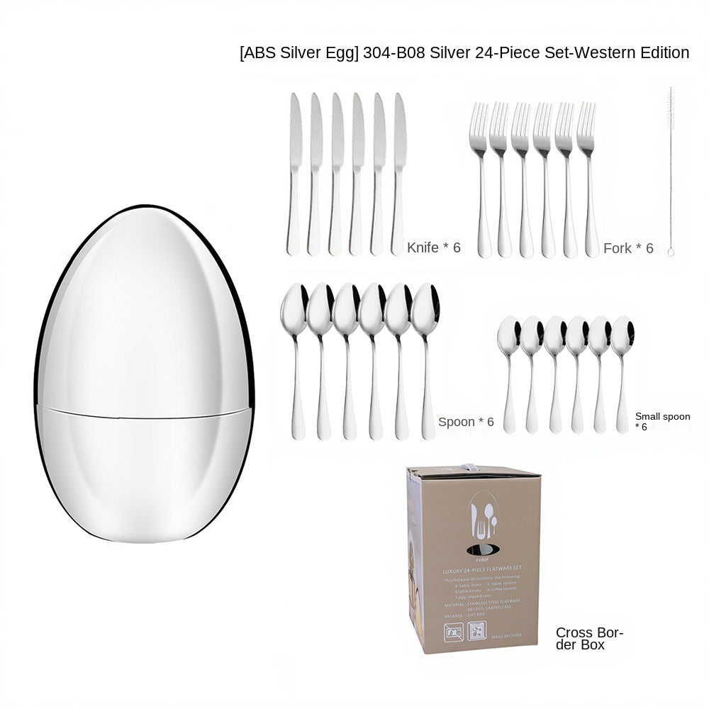 Golden Egg Cutlery Set - 24-Piece Stainless Steel Utensils