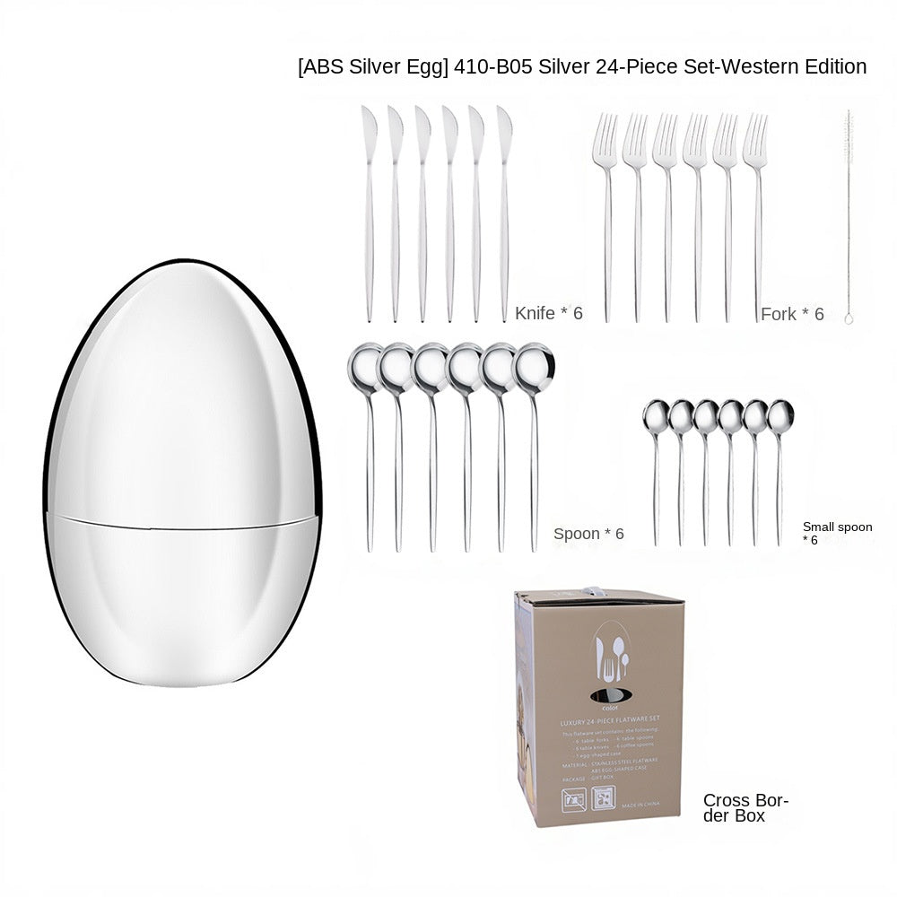 Golden Egg Cutlery Set - 24-Piece Stainless Steel Utensils