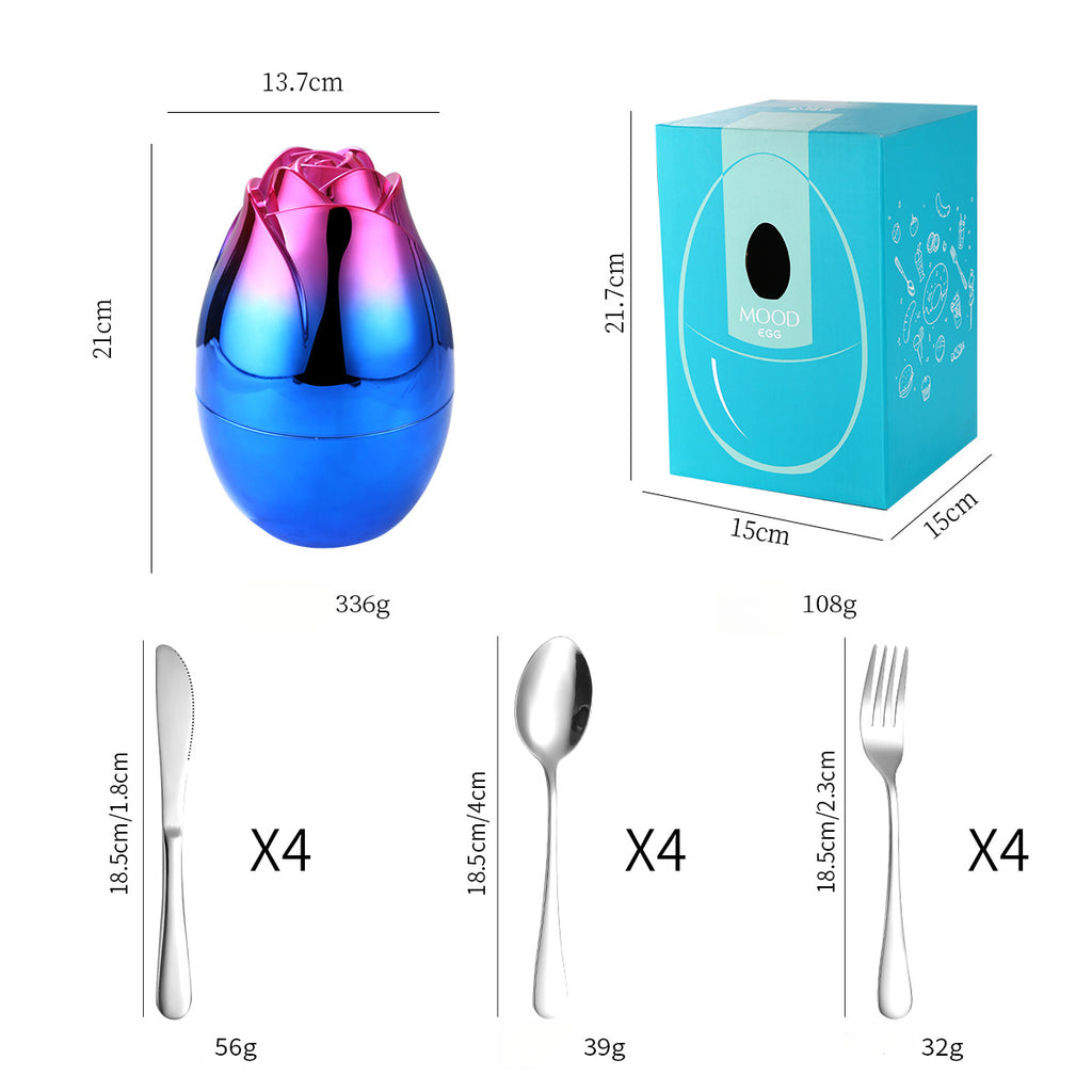 Rose Gold Egg Cutlery Set - 12/24pc Stainless Steel Utensils