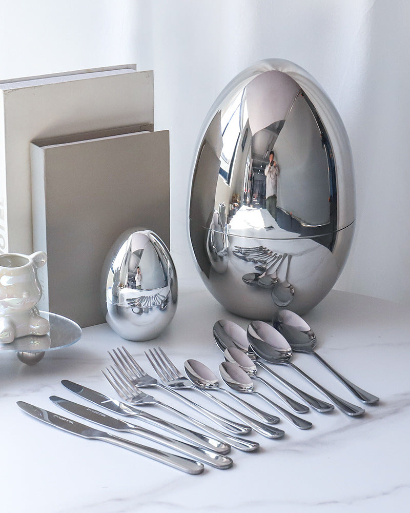 Golden Egg Cutlery Set - 24-Piece Stainless Steel Utensils