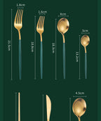 Emerald Gold Cutlery Set - Steak Knife Fork Spoon Chopsticks