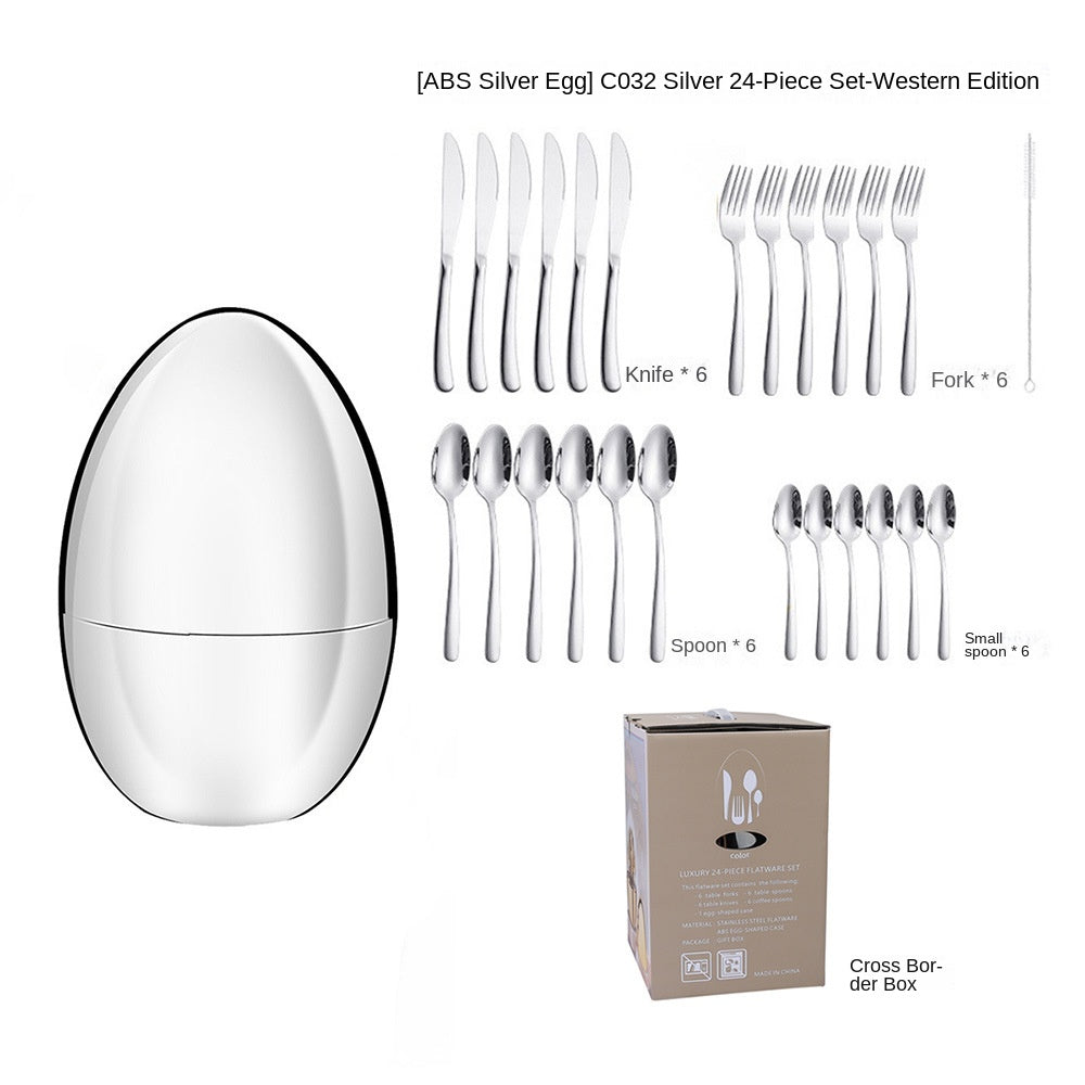 Golden Egg Cutlery Set - 24-Piece Stainless Steel Utensils