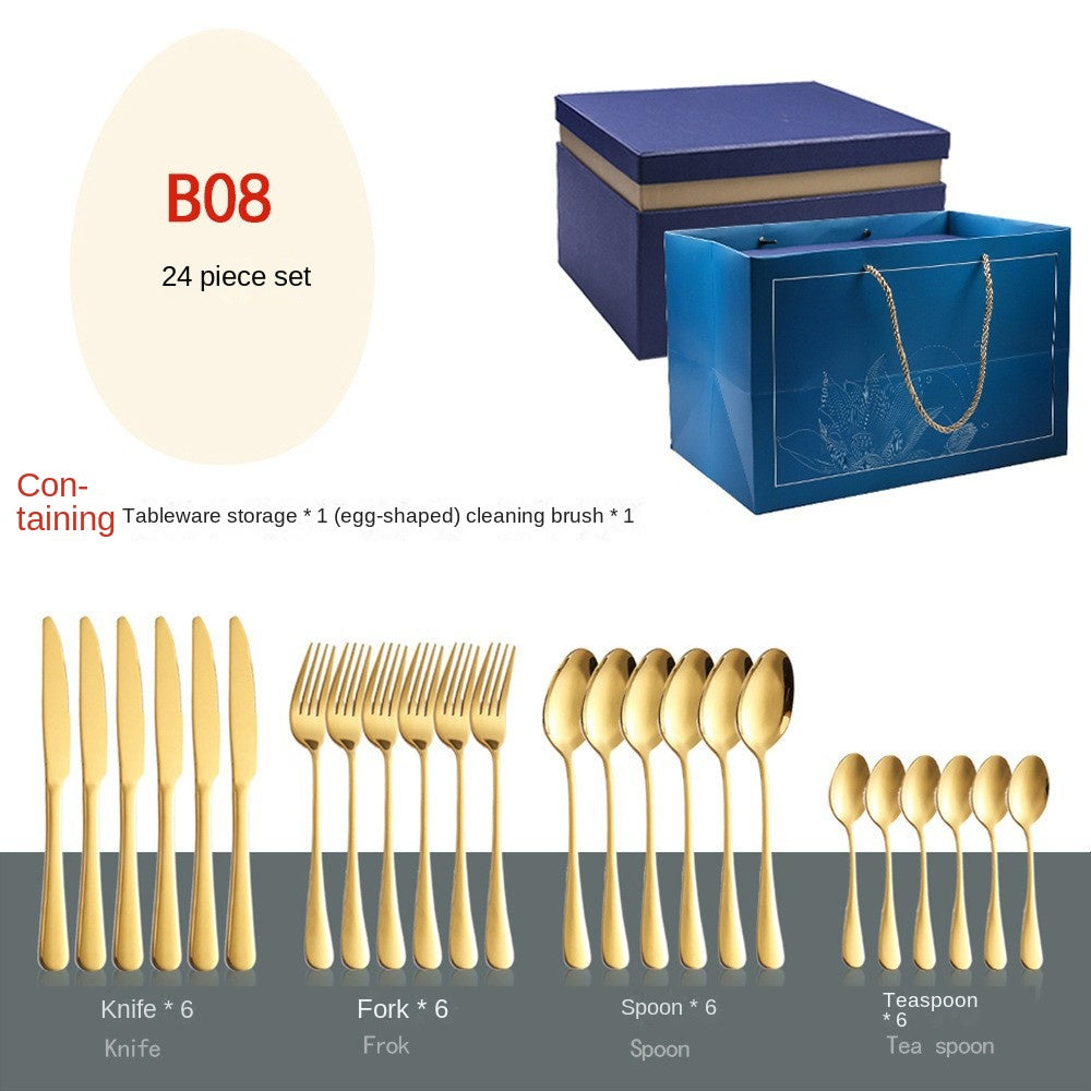 Golden Egg Cutlery Set - 24-Piece Stainless Steel Utensils
