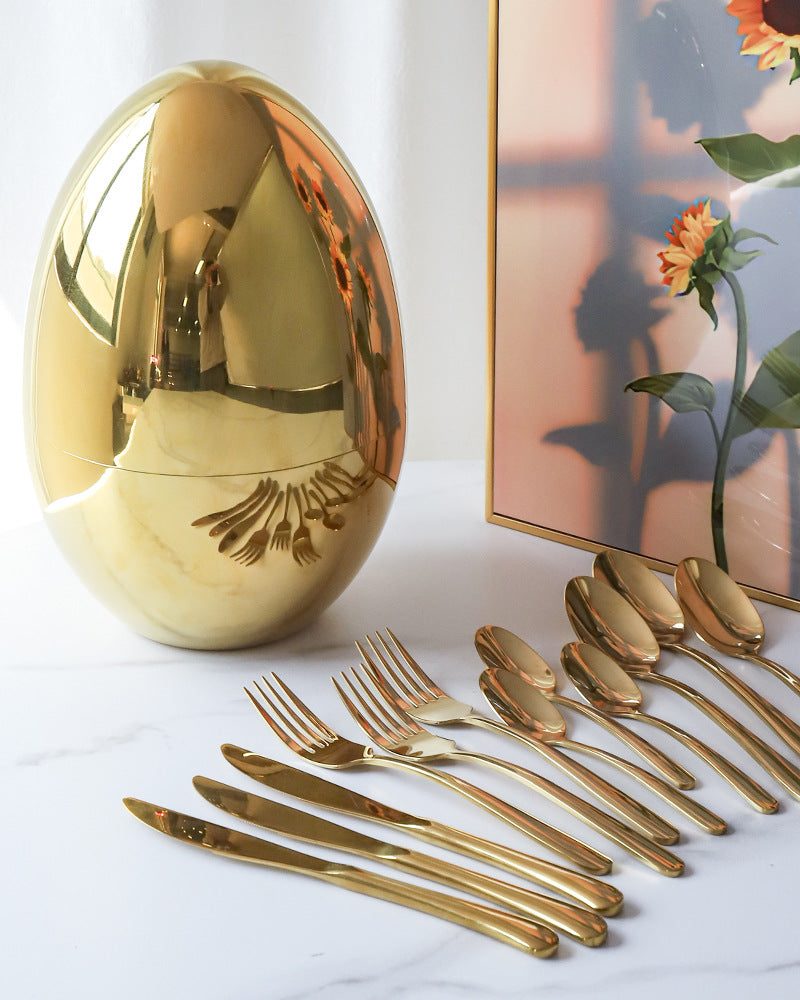 Golden Egg Cutlery Set - 24-Piece Stainless Steel Utensils
