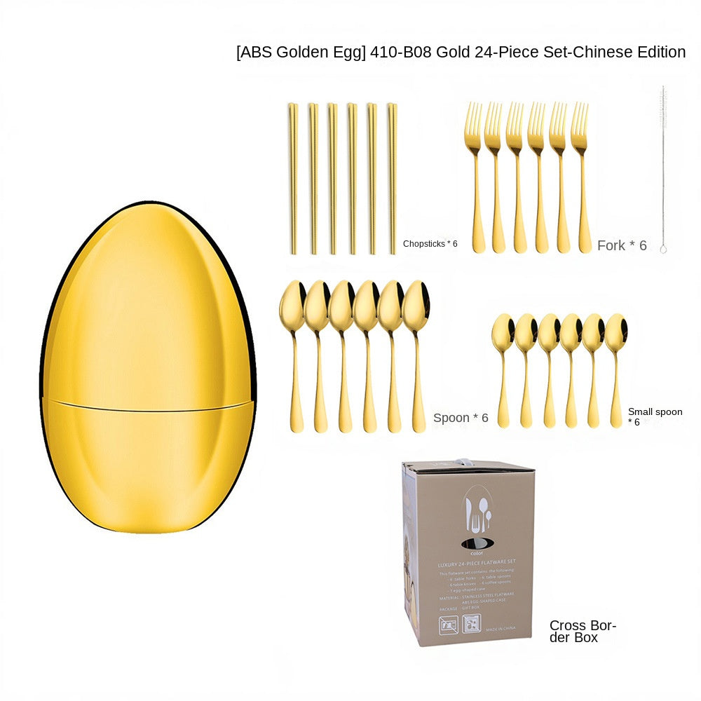 Golden Egg Cutlery Set - 24-Piece Stainless Steel Utensils