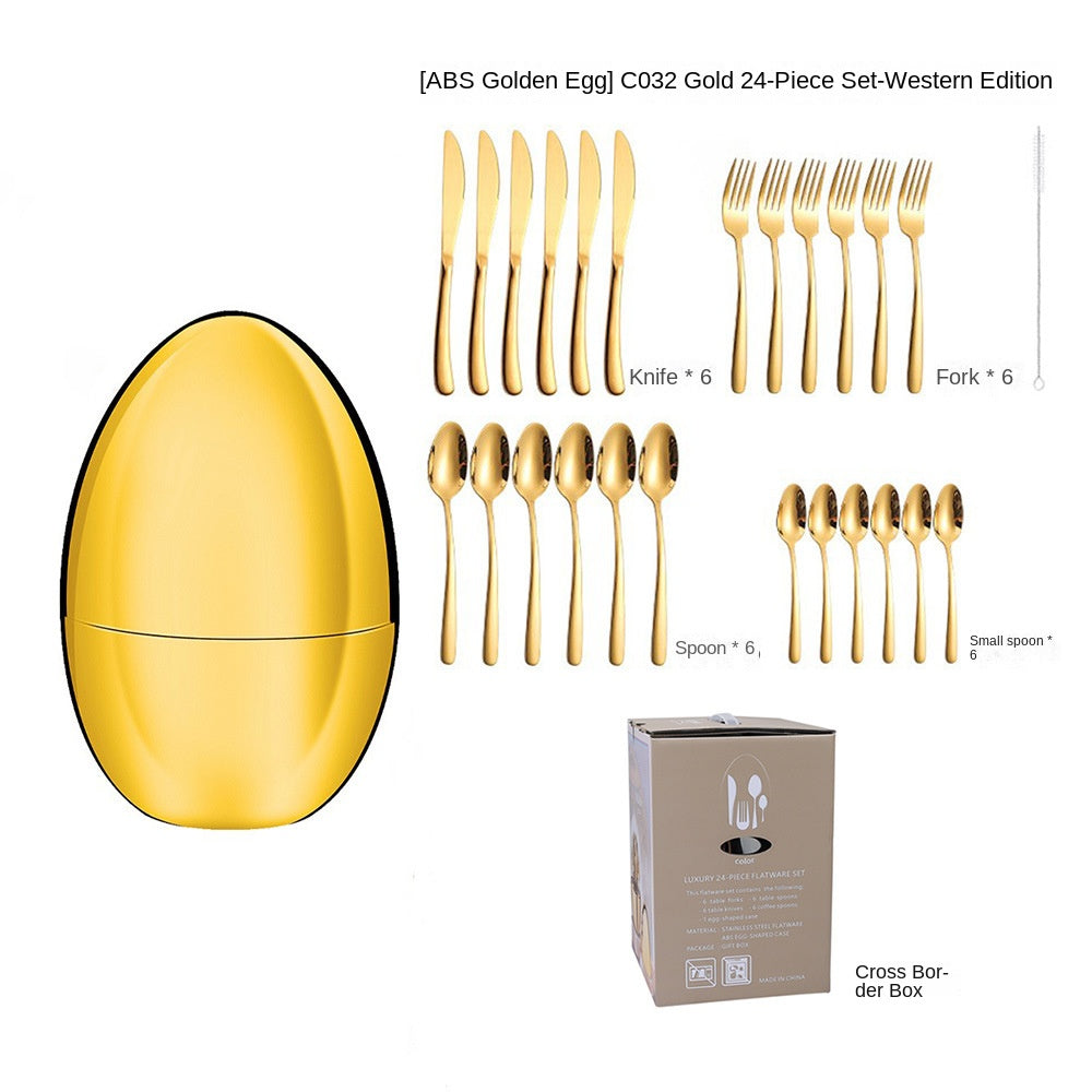 Golden Egg Cutlery Set - 24-Piece Stainless Steel Utensils