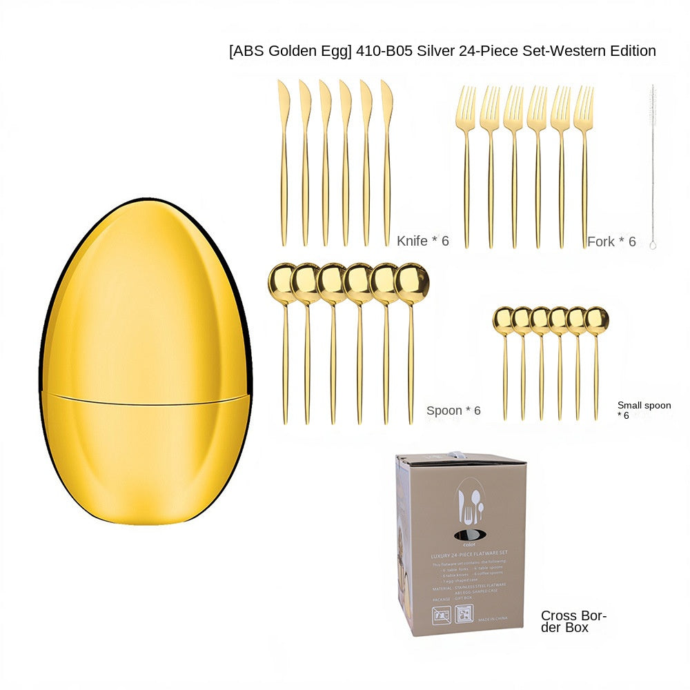 Golden Egg Cutlery Set - 24-Piece Stainless Steel Utensils