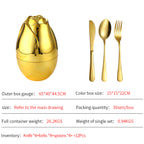 Rose Gold Egg Cutlery Set - 12/24pc Stainless Steel Utensils