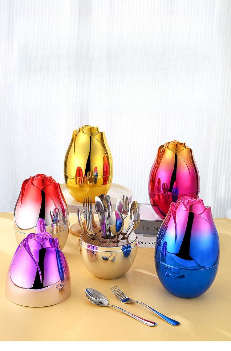 Rose Gold Egg Cutlery Set - 12/24pc Stainless Steel Utensils