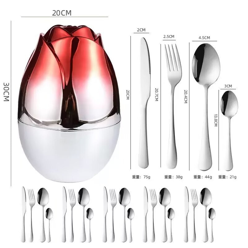 Rose Gold Egg Cutlery Set - 12/24pc Stainless Steel Utensils