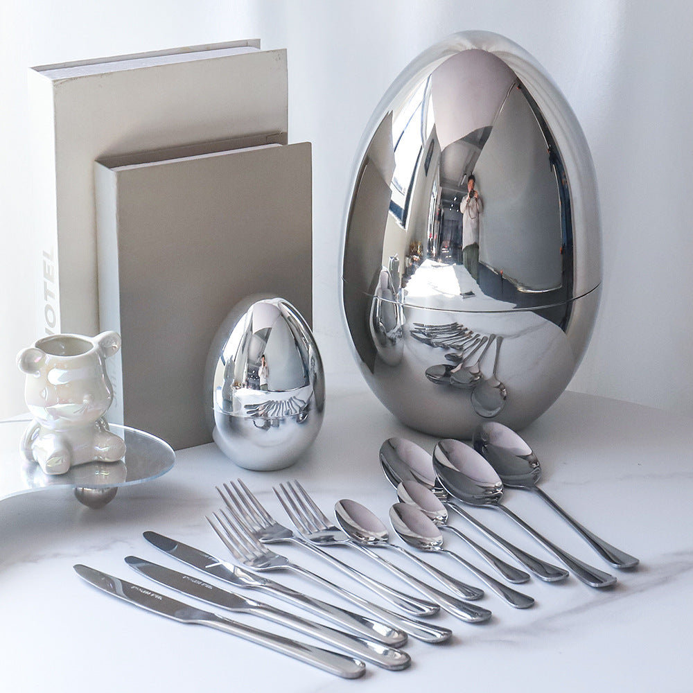 Golden Egg Cutlery Set - 24-Piece Stainless Steel Utensils