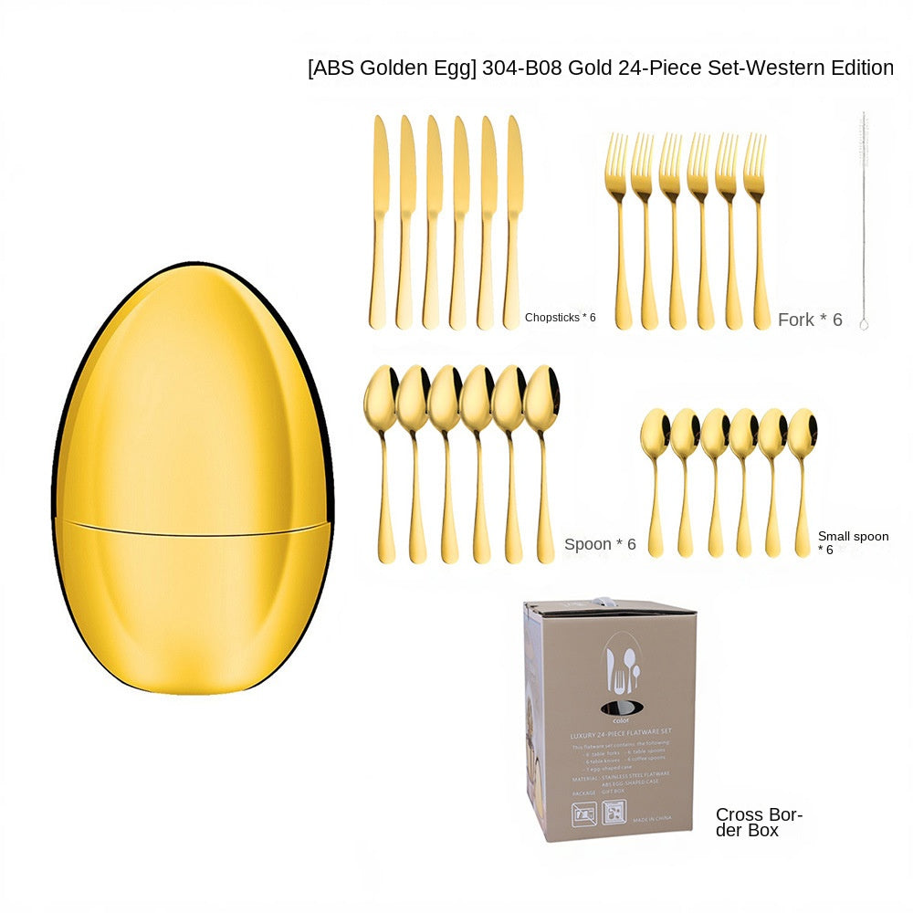 Golden Egg Cutlery Set - 24-Piece Stainless Steel Utensils