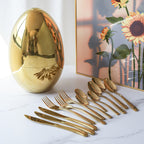 Golden Egg Cutlery Set - 24-Piece Stainless Steel Utensils