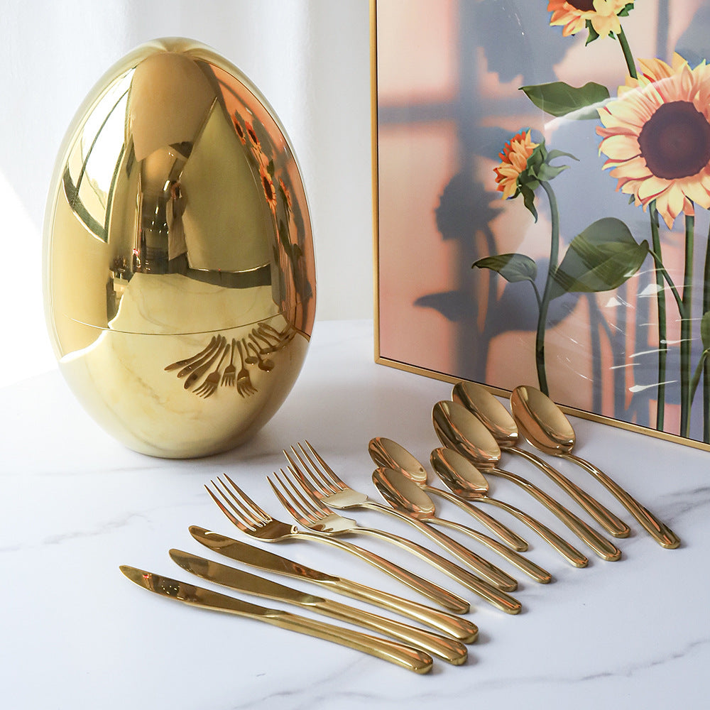 Golden Egg Cutlery Set - 24-Piece Stainless Steel Utensils