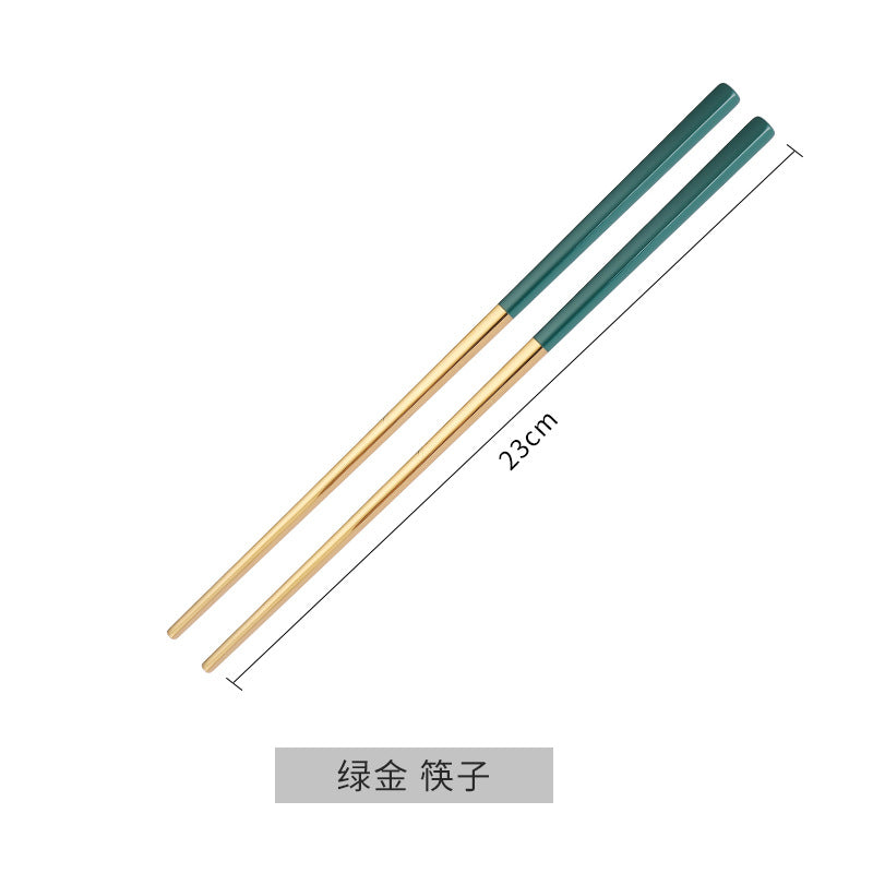 Emerald Gold Cutlery Set - Steak Knife Fork Spoon Chopsticks