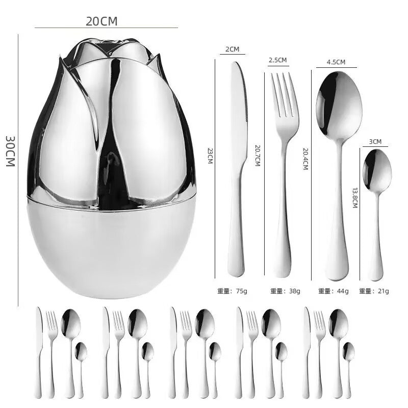 Rose Gold Egg Cutlery Set - 12/24pc Stainless Steel Utensils