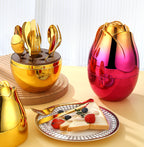 Rose Gold Egg Cutlery Set - 12/24pc Stainless Steel Utensils
