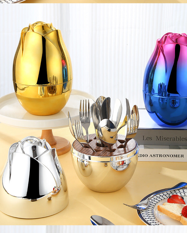 Rose Gold Egg Cutlery Set - 12/24pc Stainless Steel Utensils