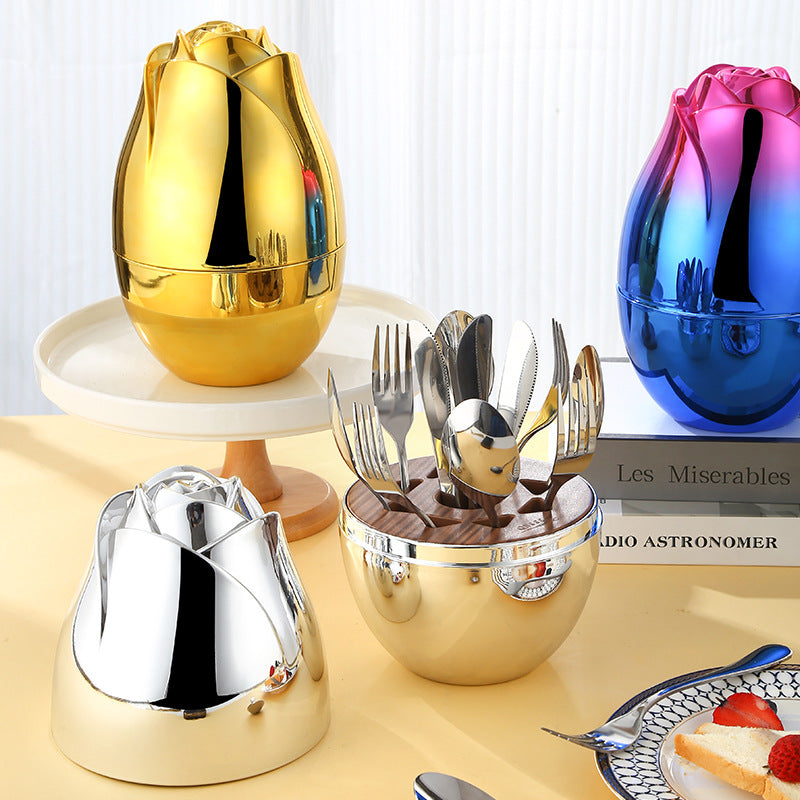 Rose Gold Egg Cutlery Set - 12/24pc Stainless Steel Utensils