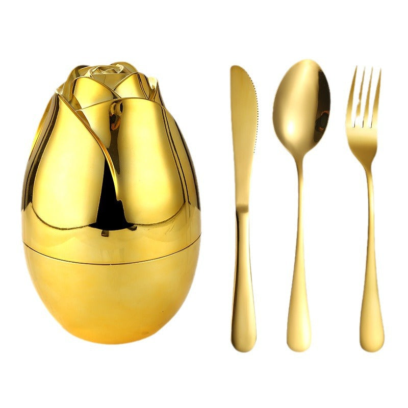 Rose Gold Egg Cutlery Set - 12/24pc Stainless Steel Utensils