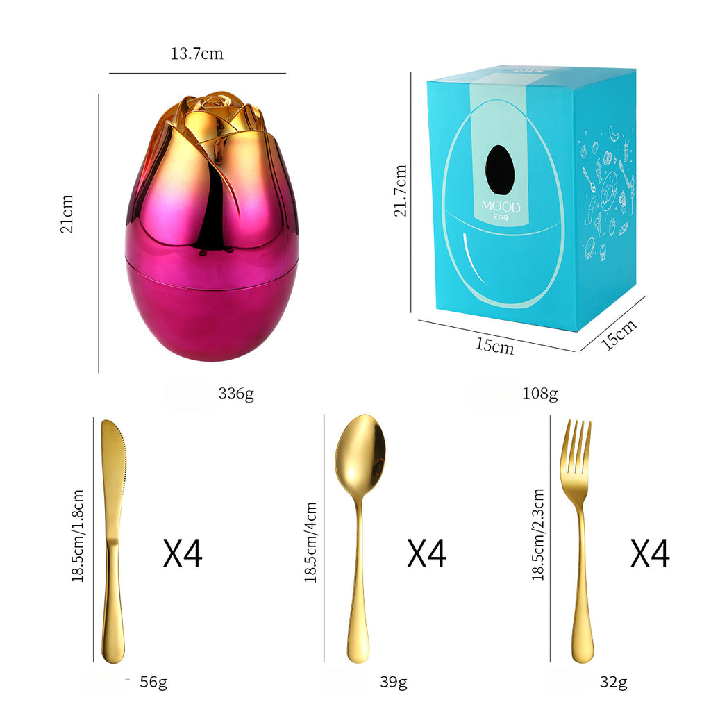 Rose Gold Egg Cutlery Set - 12/24pc Stainless Steel Utensils